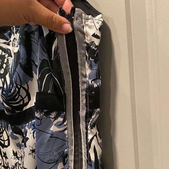 Per Una Blue and Black Floral Midi Dress Size 18 - Picture 4 of 9